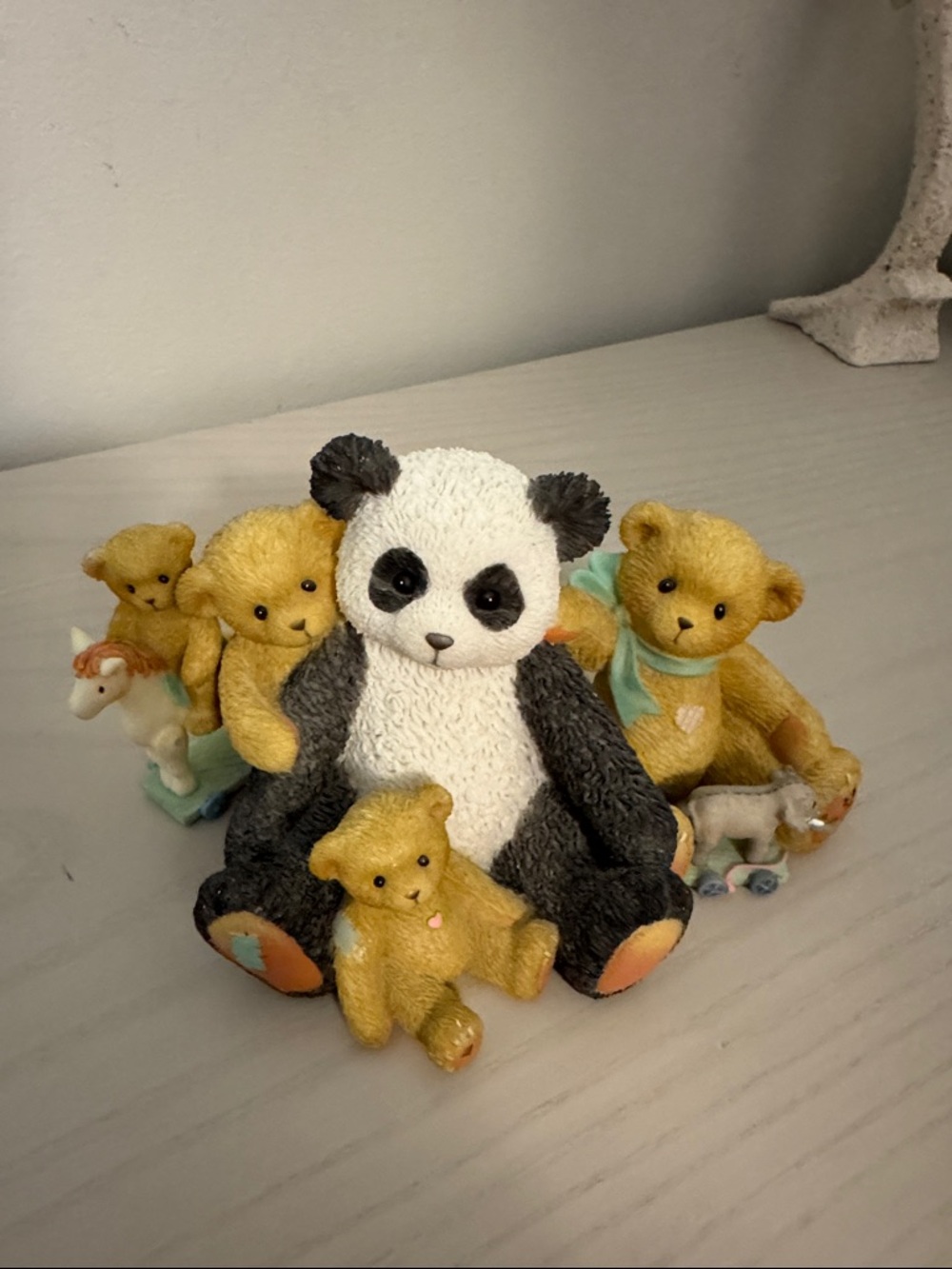 Cherished Teddies Figurine - White, Black, Gold & Red Accents